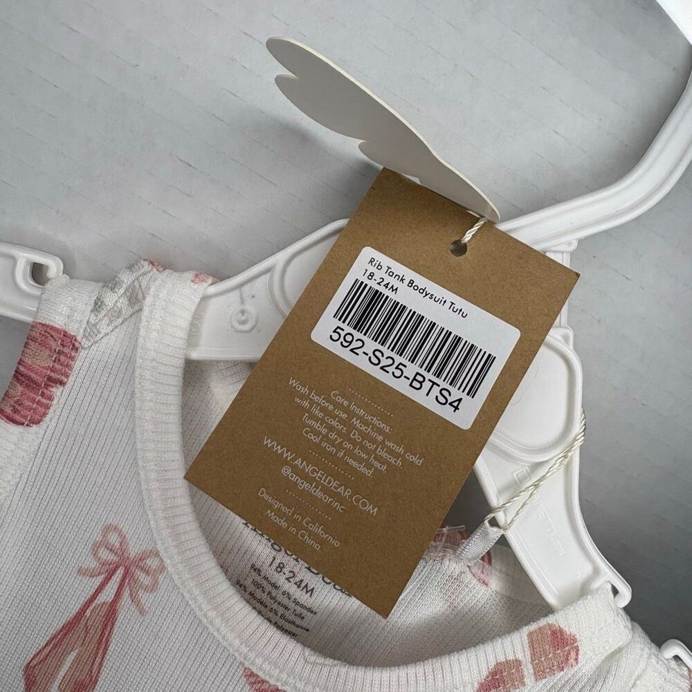 Angel Dear Baby Girl Ribbed Tank Bodysuit Tutu Pink White 18-24M NWT - Picture 2 of 9